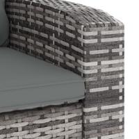 Tuinstoel verstelbaar met kussens poly rattan grijs - thumbnail