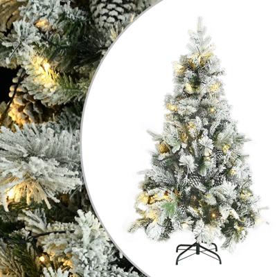 VidaXL Kerstboom met led en dennenappels en sneeuw 195 cm pvc en pe