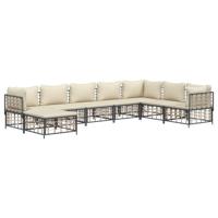8-delige Loungeset met kussens poly rattan antracietkleurig - thumbnail