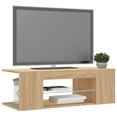 Tv-meubel met LED-verlichting 90x39x30 cm sonoma eikenkleurig