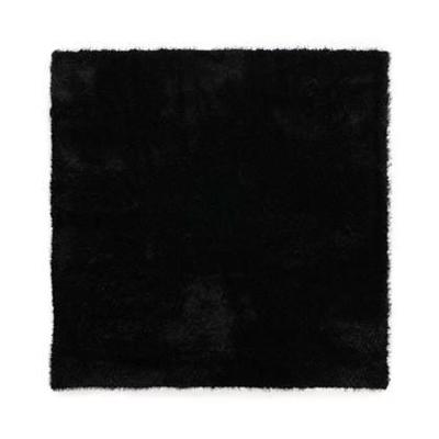 Tapeso Vierkant hoogpolig vloerkleed velvet - Posh zwart - 140x140 cm
