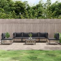 7-delige Loungeset met kussens poly rattan antracietkleurig - thumbnail