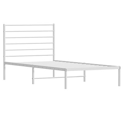 Bedframe met hoofdbord metaal wit 100x200 cm Bedframe met hoofdbord metaal wit 100x200 cm