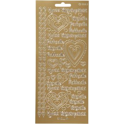Creativ Company Stickers, hyvaa ystävänpäivää, vel 10x23 cm, goud, 1 vel