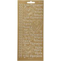 Creativ Company Stickers, hyvaa ystävänpäivää, vel 10x23 cm, goud, 1 vel - thumbnail