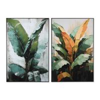 Canvas Home ESPRIT Groen Palmen Tropisch 80 x 3,5 x 120 cm (2 Stuks) - thumbnail