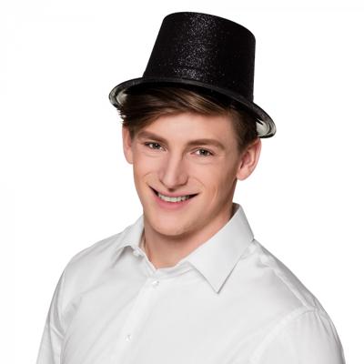 Hoge hoed zwart glitter pvc