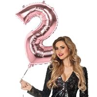 Folieballon &apos;2&apos; Roségoud groot - thumbnail