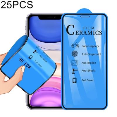 25 stuks 2.5 D volledige lijm volledige cover keramiek film voor iPhone 11/XR