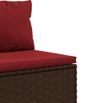 7-delige Loungeset met kussens poly rattan bruin