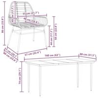 7-delige Tuinset poly rattan glas bruin - thumbnail