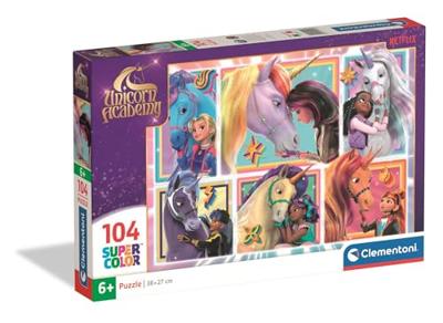 Clementoni puzzel unicorn academy - 6 portretten, 104dlg.