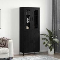 Hoge kast 2 pcs Zwart Eiken Bewerkt hout - thumbnail