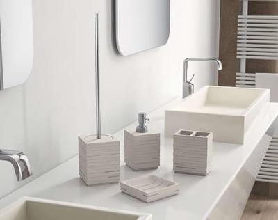 Tandenborstelhouder Sapho Quadrotto Vrijstaand 11.5x10.2x6.2 cm Polyresin Beige Sapho