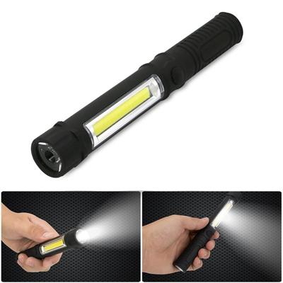Multifunctionele draagbare mini COB LED werken licht pen stijl buiten zaklamp (zwart)