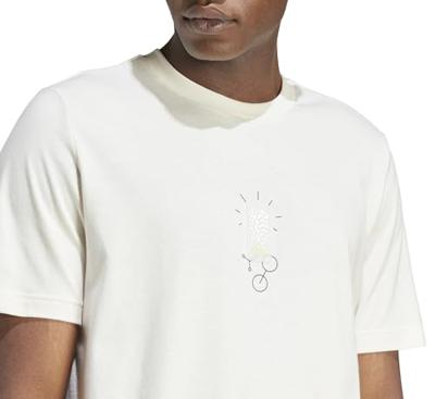 Heren-T-Shirt met Korte Mouwen Adidas Molded Linear Wit Natuurlijk - Maat: XL