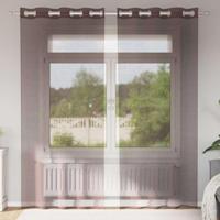 VidaXL Gordijnen voile met doorvoertules 2 st 140x245 cm bruin - thumbnail