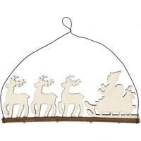 Creativ Company Kerstdecoratie, kerstman met rendier, h: 8 cm, d: 0,5 cm, b: 22 cm, 1 stuk - thumbnail