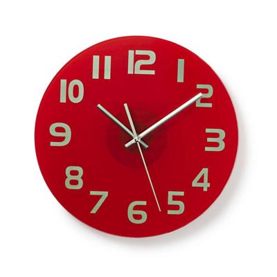 Ronde wandklok | Diameter 30 cm | Eenvoudig te lezen cijfers | Helder-rood