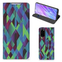 Samsung Galaxy S20 Stand Case Abstract Green Blue - thumbnail