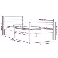 Bedframe massief hout zwart 90x200 cm - thumbnail