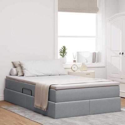 Opbergbed met matras Lichtgrijs 120 x 190 cm Polyester
