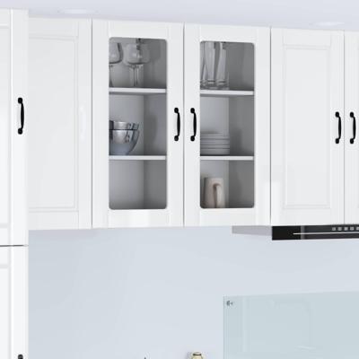 Keukenkast 2 pcs Hoogglans wit 40 x 31 x 80 cm Bewerkt hout