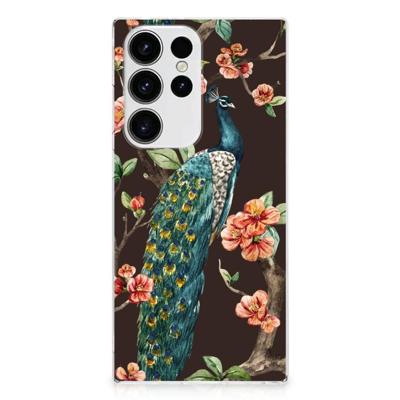 Samsung Galaxy S23 Ultra | TPU Hoesje | Pauw met Bloemen Samsung Galaxy S23 Ultra | TPU Hoesje | Pauw met Bloemen