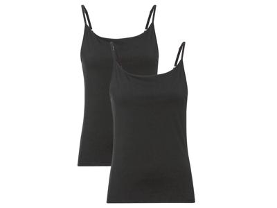 MEXX Dames spaghettibandjeshemd, 2 stuks, getailleerd gesneden (XL, Zwart)