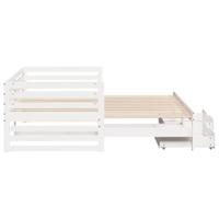 Slaapbank met lades 90x200 cm massief grenenhout wit - thumbnail