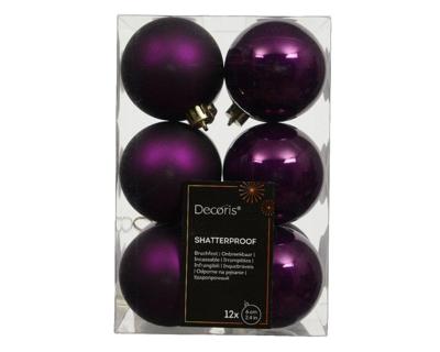 12 onbreekbare kerstballen vijg 6 cm 12 onbreekbare kerstballen vijg 6 cm