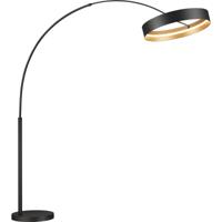 LED Vloerlamp - Musterring Loop - 1 Lichtpunt van 32 Watt - Dimbaar - Aanpasbare Lichtkleur - Geheugenfunctie - Nachtlamp - Voetschakelaar - Zwart/Goud - Metaal - thumbnail