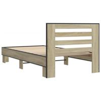 Bedframe bewerkt hout en metaal sonoma eikenkleurig 75x190 cm - thumbnail