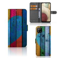 Samsung Galaxy A12 | Book Style Case | Wood Heart - Cadeau voor je Vriend | Portemonnee hoesje - thumbnail