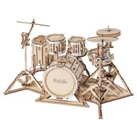 Robotime 3D Houten Puzzel Muziekinstrument Drumstel - thumbnail