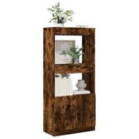 Hoge kast 63x33x140 cm bewerkt hout gerookt eikenkleurig - thumbnail