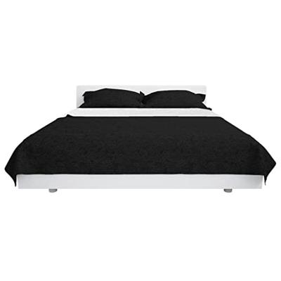 Bedsprei dubbelzijdig 170x210 cm quilt zwart en wit