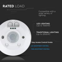 V-TAC 5086 Bewegingsmelder (plafond) 360 ° Wit IP20 - thumbnail