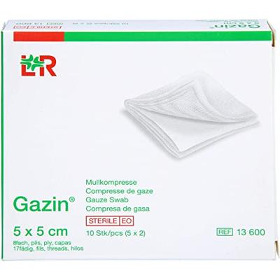 Lohmann & Rauscher Gazin Gaaskompres 5x5cm Lohmann & Rauscher Gazin Gaaskompres 5x5cm