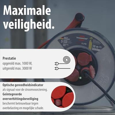 Brennenstuhl Professional SteelCore Kabelhaspel SC 5110 IP44 | 50m | H07BQ-F 3G1,5 - 9191500210 Brennenstuhl Professional SteelCore Kabelhaspel SC 5110 IP44 | 50m | H07BQ-F 3G1,5 - 9191500210