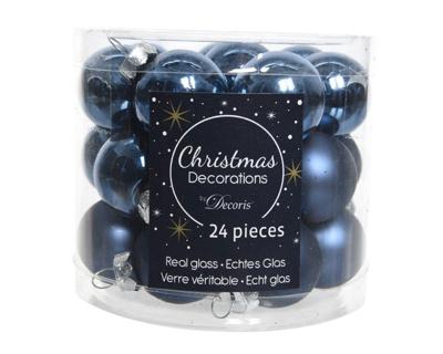 24 Glazen balletjes 25 mm nacht blauw - Decoris