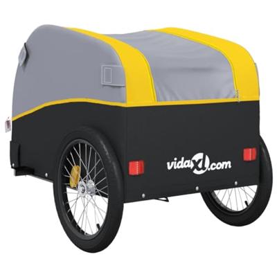VidaXL Fietstrailer 30 kg ijzer zwart en geel - thumbnail
