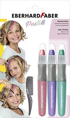 Eberhard Faber EF-579202 Haarkrijt 3 Stuks Roze, Paars, Turquoise Eberhard Faber EF-579202 Haarkrijt 3 Stuks Roze, Paars, Turquoise