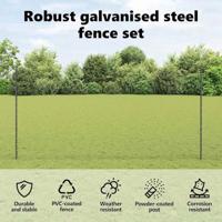 VidaXL Hek met paal grijs 1,6 x 25 m staal en pvc - thumbnail