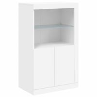 Bijzetkast met LED-verlichting bewerkt hout wit - thumbnail