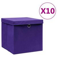 VidaXL Opbergboxen met deksel 10 st 28x28x28 cm paars - thumbnail