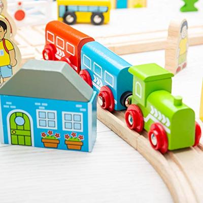 Bigjigs houten treinset stad en land, 101dlg.