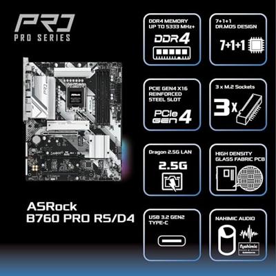Moederbord Intel Asrock B760 PRO RS/D4 - thumbnail