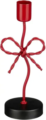 Mica Decorations kandelaar ijzer strik 7x6.5x18cm rood