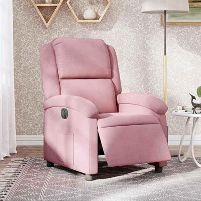Fauteuil elektrisch fluweel roze